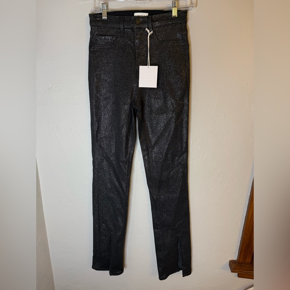 Pistola Colleen High-Waisted Slim Flare Jean Stargaze Black Glitter NEW With Tag - Picture 2 of 10